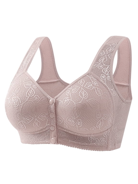Women's Push Up Bra Comfort Button Down Front Wireless Bra for Supportive Lift and Breathable Wear Light Purple 42
