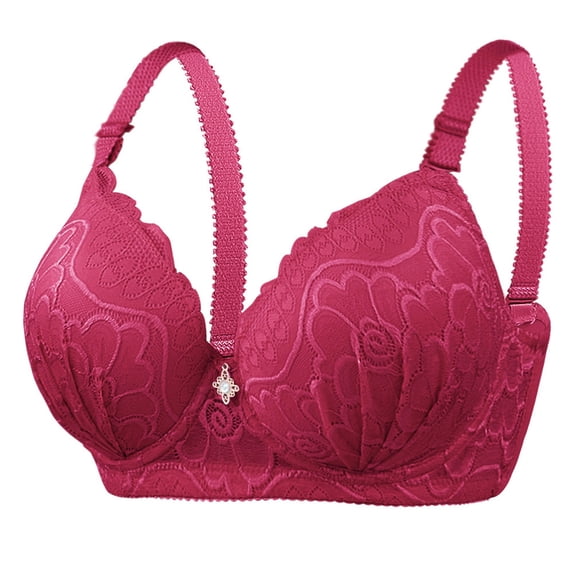 Wdgfv Women's Push Up Bra Lightly Lined Demi Bra Underwire All Over Lace Bra Comfortable Full Coverage Bralette Red 38