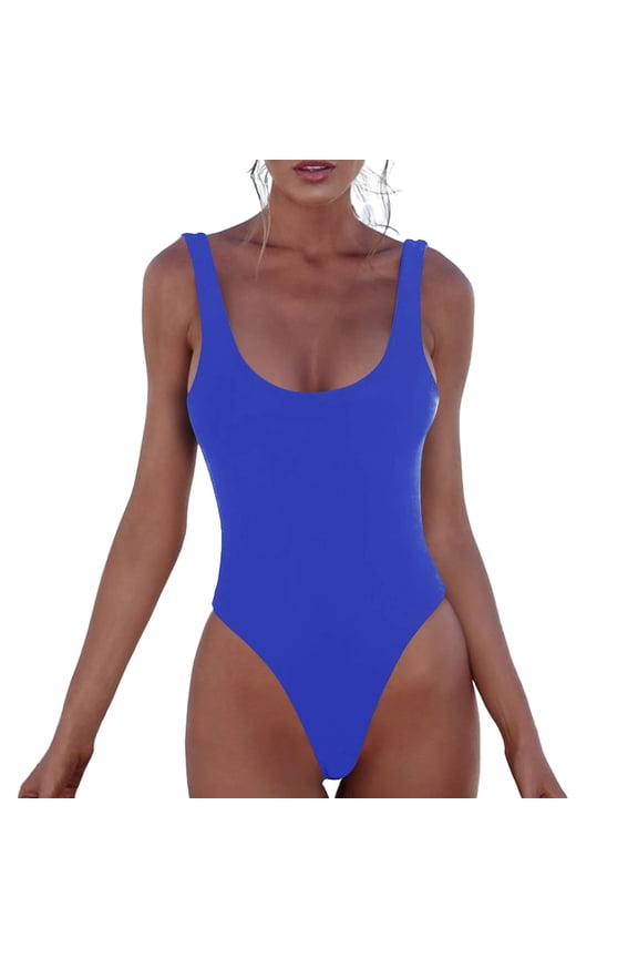 Women's Retro 80s/90s High Cut Low Back One Piece Swimsuits Bathing Suits
