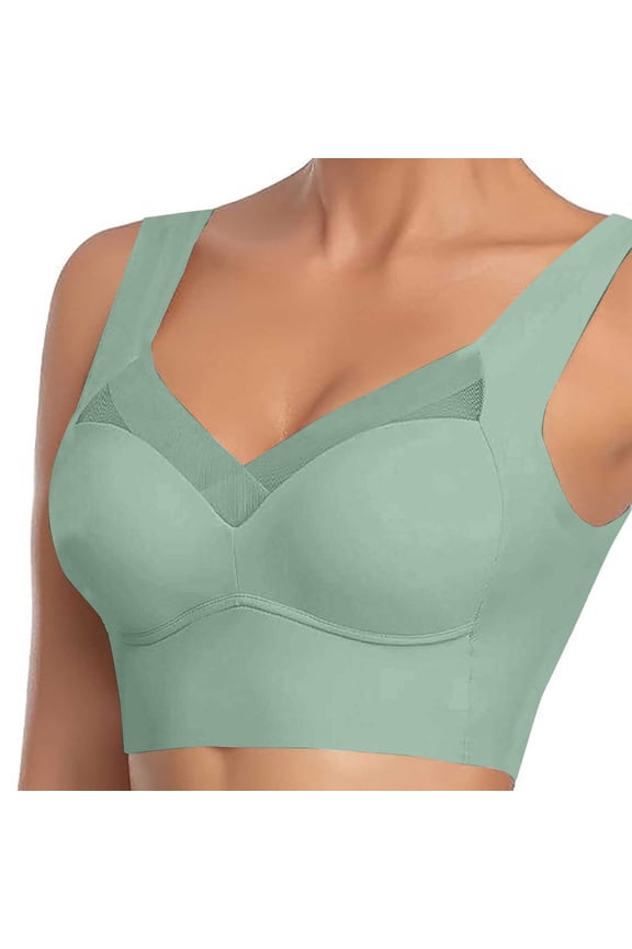 Women's Seamless Powerful Push Up Wireless Bra Lift Full-Figure Posture Correcting Bra Ice Silk Anti Sagging Bra