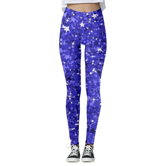 Wdgfv Women's Sequin Leggings Fashion Casual Sequin Solid Color Printed Athletic Sport Leggings for Yoga Fitness Workout and Daily Wear Dark Blue XXL