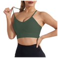 thumbnail image 1 of Wdgfv Women's Sports Bra-Scoop Neck Spaghetti Strap Molded Cup Double Sports Bra Low Support Yoga Workout Bra Green S, 1 of 6