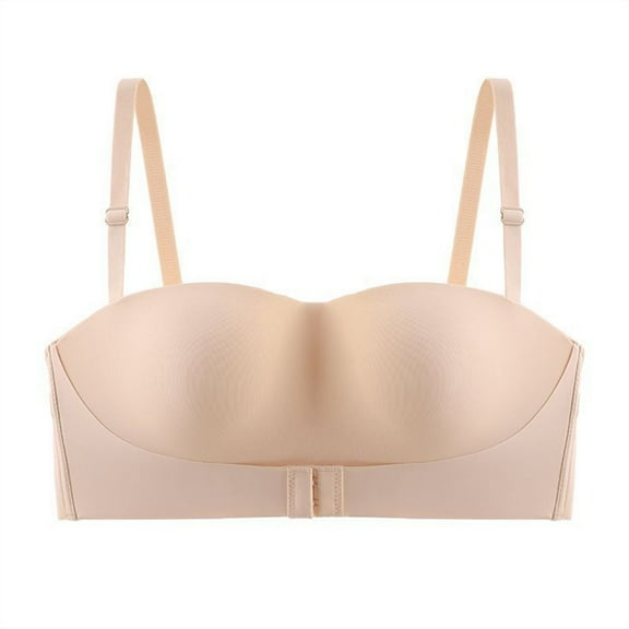 Wdgfv Women's Strapless Comfort Bra with Front Closure and Smooth Design for All Day Support Beige 38