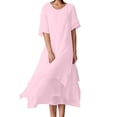 thumbnail image 1 of Wdgfv Women's Summer Tiered Layered Linen Maxi Dress Flowy Casual Loose Cotton Short Sleeve Wedding Long Dress Red XXL, 1 of 7