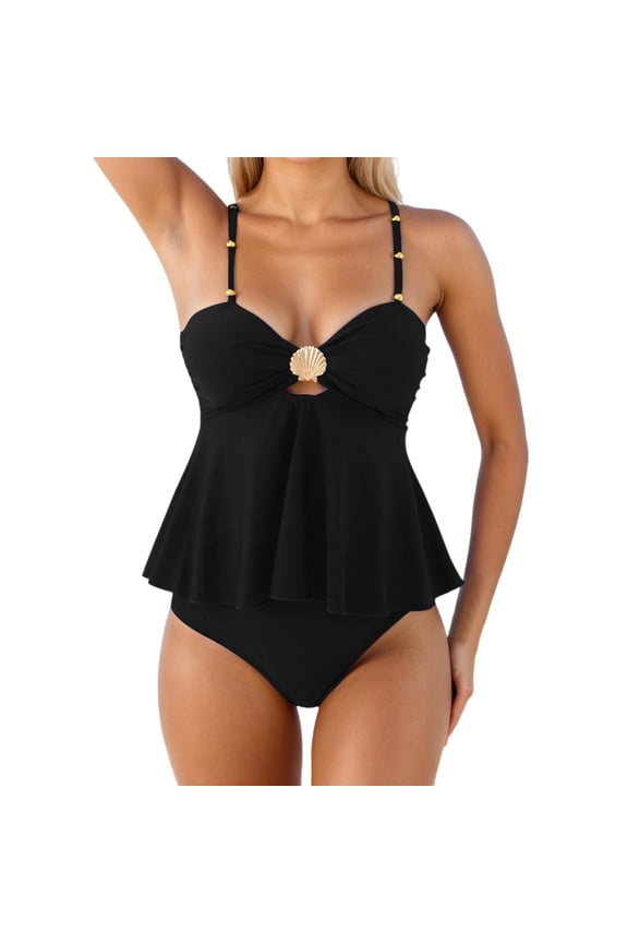 Women's Tankini Swimsuits High Waisted Thong Bathing Suit Cute Cheeky Summer Beach Vacation Swim Wear