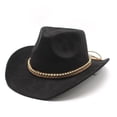 thumbnail image 1 of Wdgfv Women's Western Denim Cowboy Hat with Curved Top and Brim for Everyday Style Black One Size, 1 of 2