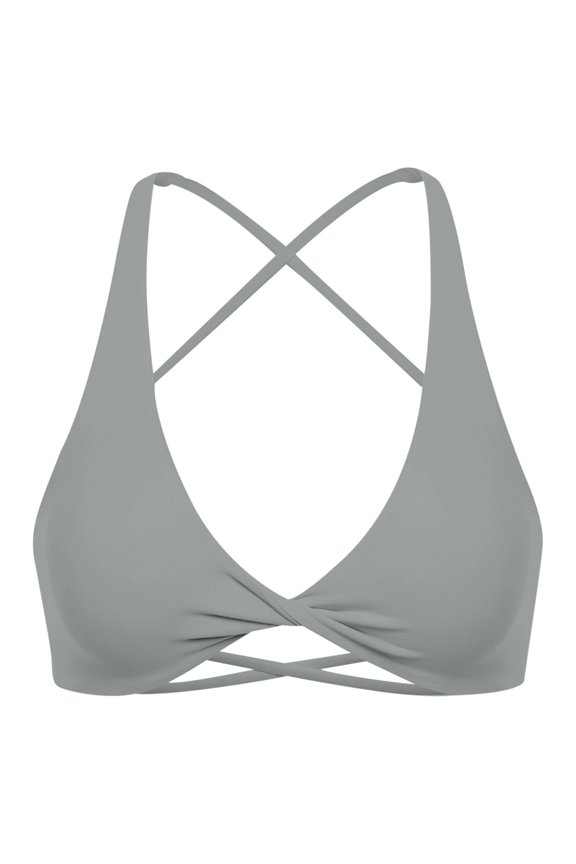 Women's Workout Sports Bras Fitness Sienna Low Impact Bra Yoga Crop Tank Grey L