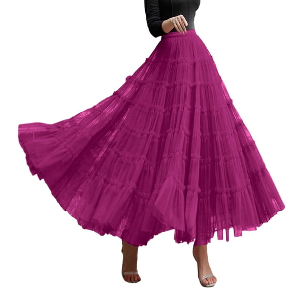 Wdgfv Womens Cotton 5 Tiered A Line Pleated Maxi Skirt Long Boho Gypsy Dance Skirts