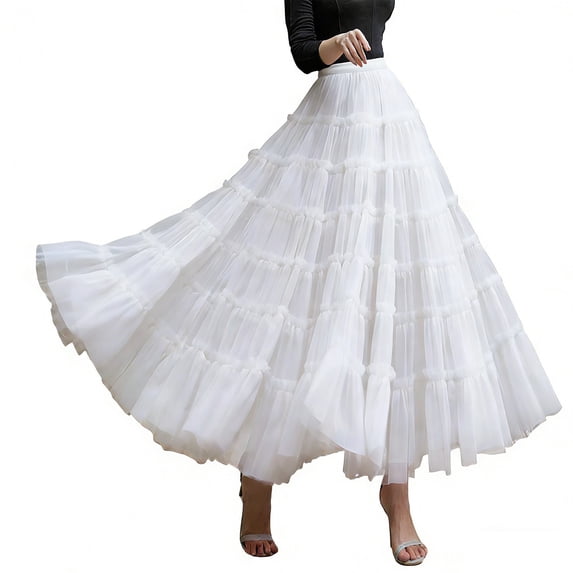 Wdgfv Womens Cotton 5 Tiered A Line Pleated Maxi Skirt Long Boho Gypsy Dance Skirts