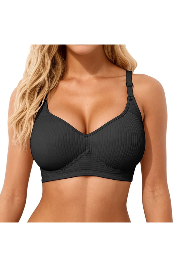 Womens Deep V Bras Wireless Comfortable Bra Buttery Soft Jelly Cup Design
