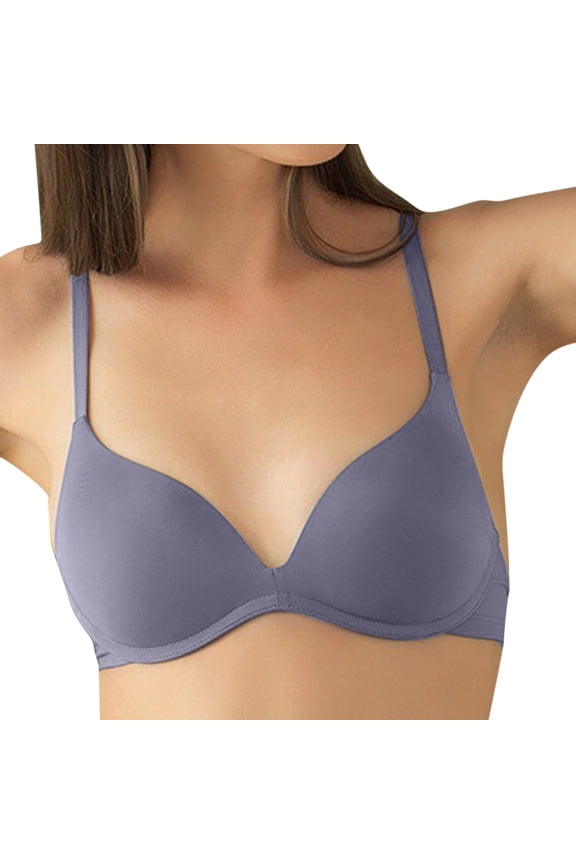 Womens Demi Underwire Bra, One Fab Fit Lightly Padded Bras for Women, Convertible Straps Dark Purple 32