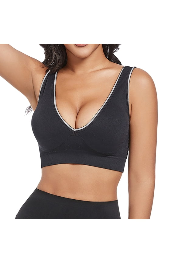Womens Front Buckle Lace Edge No Steel Ring Movement Seamless Adjustable Yoga Sleep Support Large Cup Bra