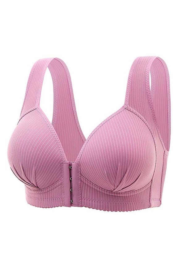 Womens Front Buckle Lace Edge Seamless Movement Yoga Sleep Bra with Adjustable Gathering Support for Comfort