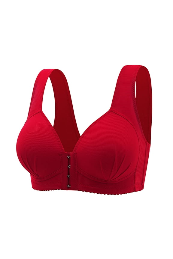 Womens Front Closure Yoga Sleep Bra with Lace Edge Seamless Comfort Adjustable Side Buckle for Movement and Support