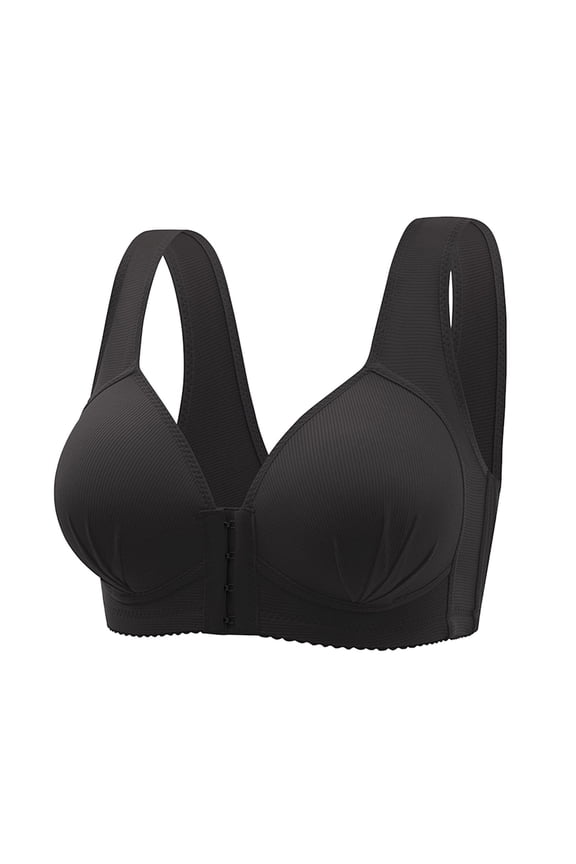 Womens Front Closure Yoga Sleep Bra with Lace Edge Seamless Comfort Adjustable Side Buckle for Movement and Support