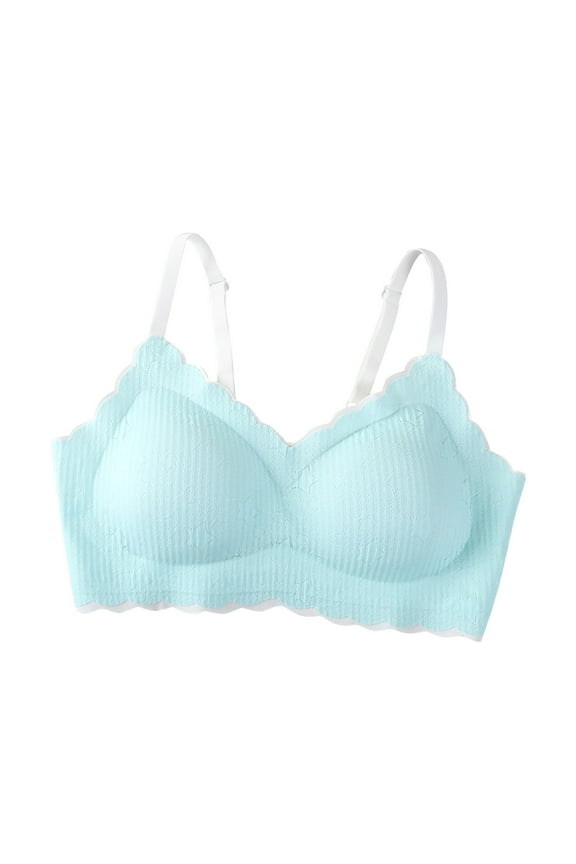 Womens Front Side Buckle Lace Edge Movement Seamless Gathering Adjustment Yoga Sleep Large Cup Support Bra