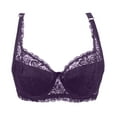 thumbnail image 1 of Wdgfv Womens Lace Bra Sheer Balconette Underwire Unlined Everyday Bras Purple 85B, 1 of 2