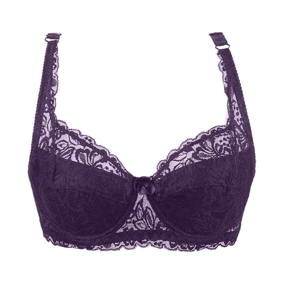 Wdgfv Womens Lace Bra Sheer Balconette Underwire Unlined Everyday Bras Purple 85B