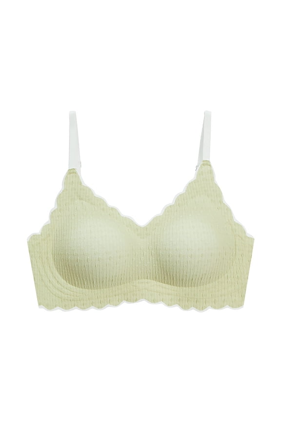 Womens Lace Edge Non Steel Ring Seamless Movement Adjustable Yoga Sleep Large Cup Support Bra