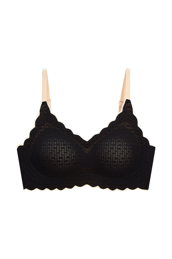 Womens Lace Edge Non Steel Ring Seamless Movement Adjustable Yoga Sleep Large Cup Support Bra