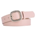 thumbnail image 1 of Wdgfv Womens Leather Belt with Rhinestone Buckle for Pants Jeans Dresses Pink One Size, 1 of 2