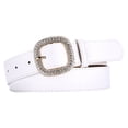 thumbnail image 1 of Wdgfv Womens Leather Belt with Rhinestone Buckle for Pants Jeans Dresses White One Size, 1 of 2