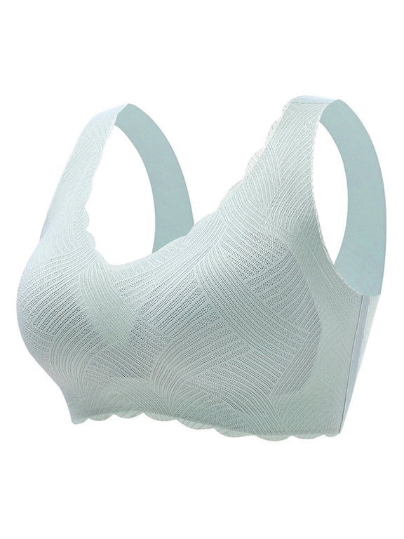 Womens Rib Knit Bras No Underwire Wireless Seamless Bra Push Up Bralette Full Coverage Soft Comfort Everyday Bra Mint Green XL