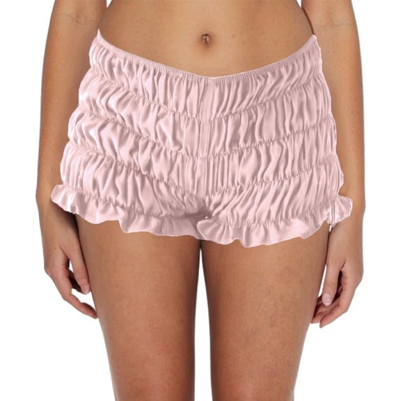 Wdgfv Womens Ruched Mini Shorts Low Waist Ruffle Frill Bloomers Lounge Pajamas Smocked Micro Shorts Sleepwear