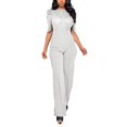 thumbnail image 1 of Wdgfv Womens Sequin Jumpsuits Short Sleeve Round Neck Backless Romper Shiny Overalls Pants White M, 1 of 6