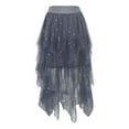 thumbnail image 1 of Wdgfv Womens Skirt Sequin High Waisted Star Sequin Pommel Mesh Irregular Mid Length Skirt for Elegant Evening Party Wear Blue XL, 1 of 8