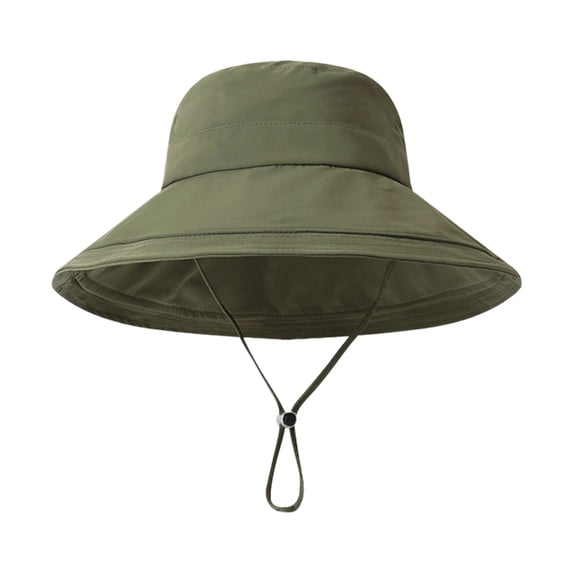 Wdgfv Womens Sun Hat Wide Brim with Ponytail Hole Waterproof Summer Packable Sunhat for Beach Fishing Hiking Gardening UPF 50+ Army Green One Size