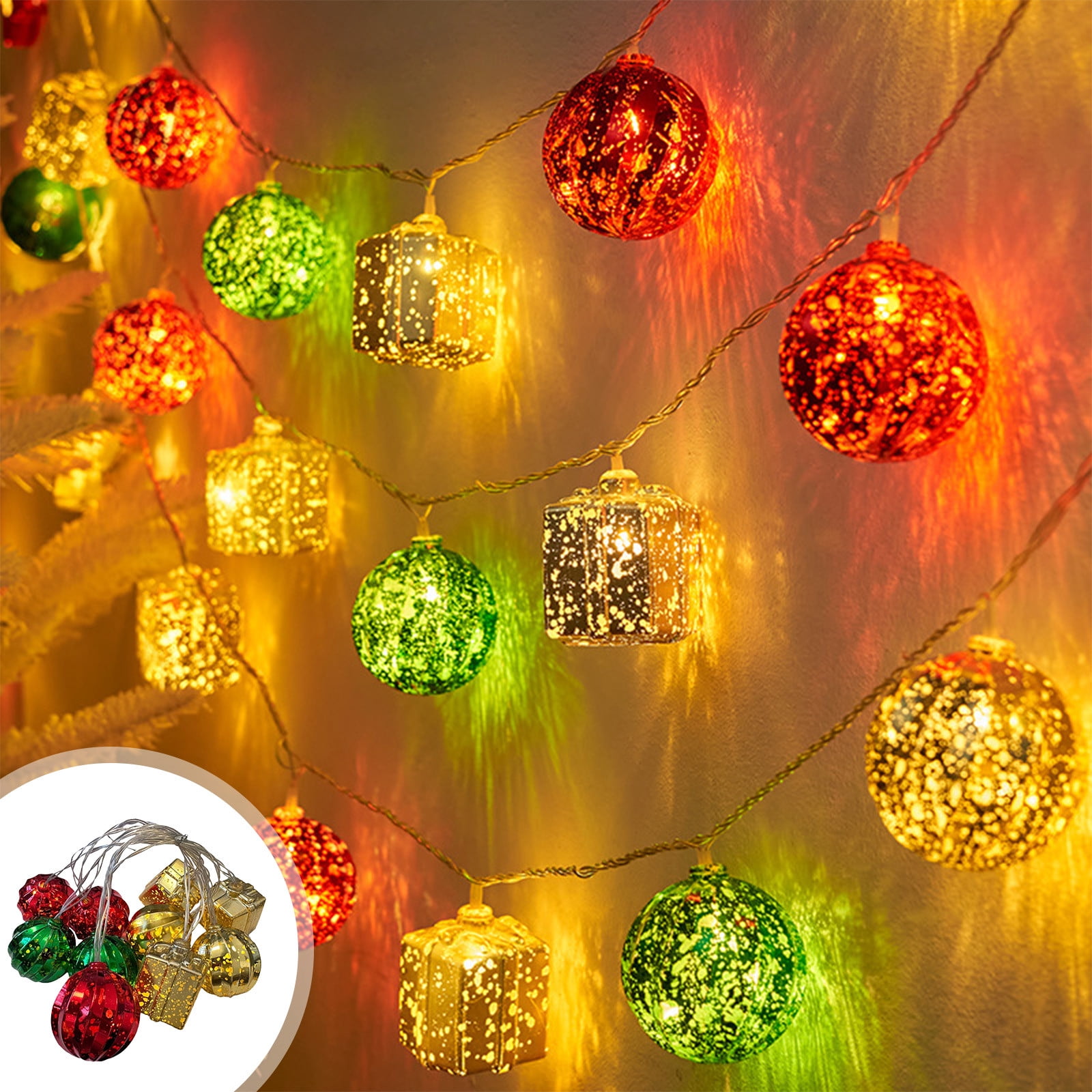 Wdhugt 1 Pack Christmas Ball Lights, 2IN 10 LED Sphere Lights ...