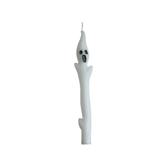Wdhugt 1-Piece White Long Pole Ghost Candle For Halloween Decoration Spooky Scented Candle For Party Ambiance White