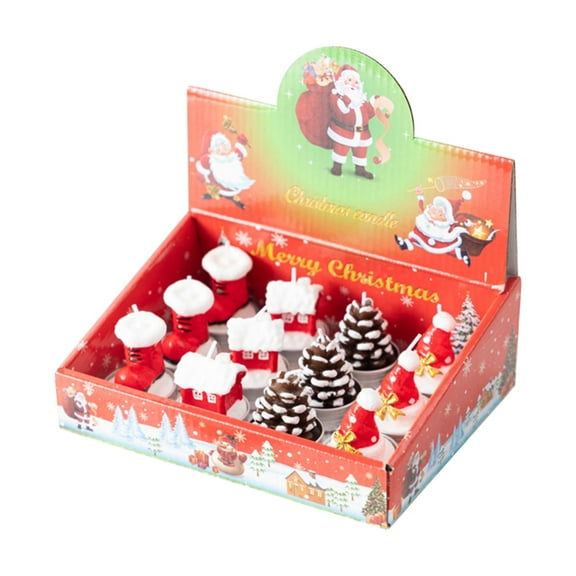 Wdhugt 12-Piece Christmas Snowman Candles For Hotel Shopping Mall Window Scene Layout Option B 5.5X3.8Cm Size Wax Material Candles B