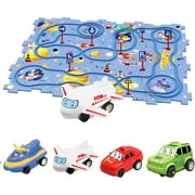 Wdhugt 25-Piece Puzzle Track Car Play Set With Diy City Map - Electric Racer Toy For Kids - Educational Plastic Track Car Building Set C