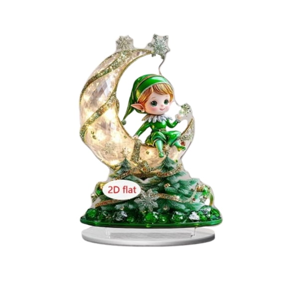 Wdhugt 2D Acrylic Desktop Decor With Moonlit Fairy Figurine For Home Office And Holiday Decor Acrylic Material In Assorted Colors B