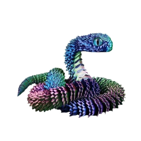 Wdhugt 3D Printed Snake Hand Toy With Fully Movable Joints Realistic Plastic Decorative Figurine Collectible Toy Blue Plastic Blue
