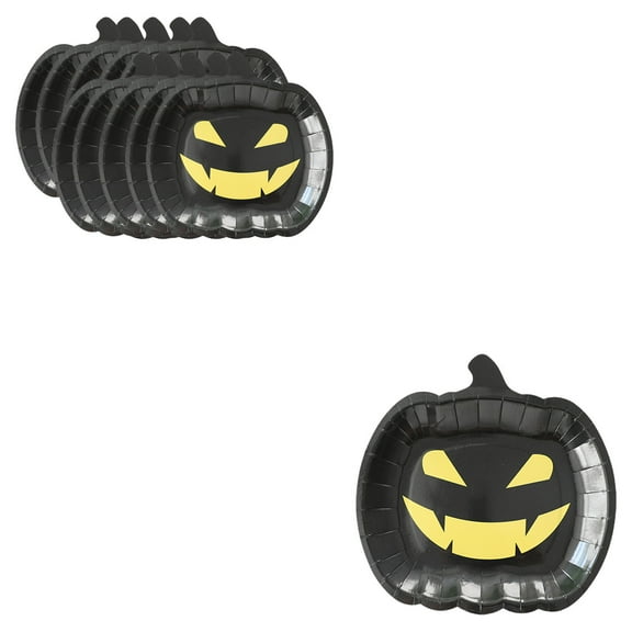 Wdhugt 7 Inch Halloween Paper Plates Pumpkin Shaped 10 Pcs Version A - Disposable Plates For Halloween Party Made Of Paper A