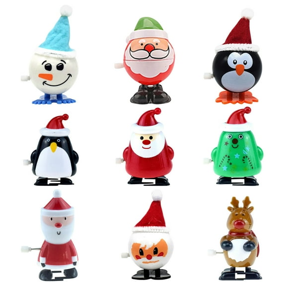 Wdhugt 9-Piece Christmas Stocking Stuffers Wind Up Toys Assortment For Christmas Party Favors Gift Bag Filler 4-7Cm Size Pvc Material Wind Up Toys