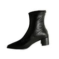 thumbnail image 1 of Wdhugt Ankle Boots For Women Rear Zipper Pointed Toe Thick Heel Mid Heel Casual Footwear Pu Material Size 5 Us Foot Length 9.65 Inches, 1 of 9