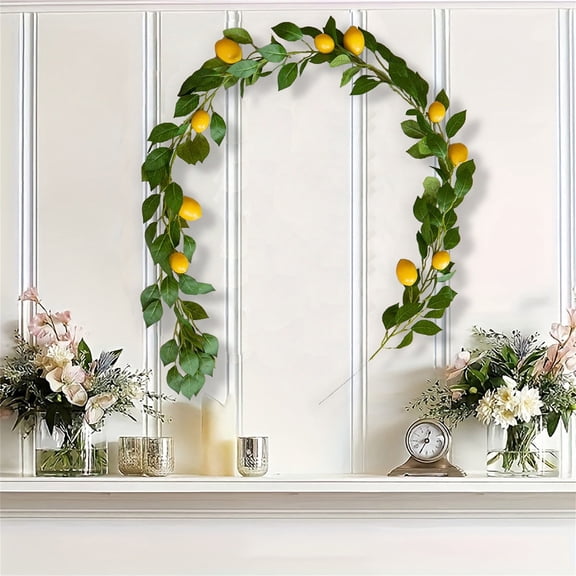 Wdhugt Artificial Lemon Vine Rattan Home Ceiling Decoration Faux Lemon Fruit Green Leaves Wedding Photography Backdrop Set Plastic Simulation
