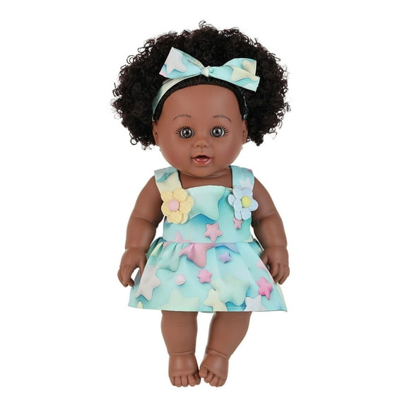 Wdhugt Black Baby Doll With Curly Hair 12 Inch Vinyl Doll For Girls Ages 3-6 Years Old Soft Body Toy Pvc Material Color B B