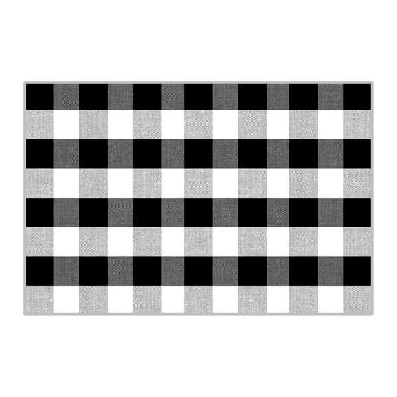 Wdhugt Black Hand-Woven Plaid Outdoor Rug For Fall Christmas Holiday Decor Layered Doormats Front Door Porch Entryway Patio With Nylon Spandex Material Outdoor Rug Black