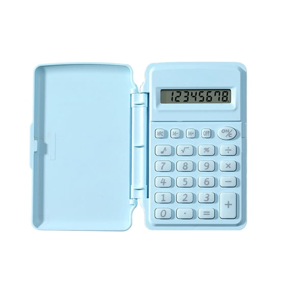 Wdhugt Blue 8 Digit Flip Top Pocket Calculator For Students Portable Mini Size With Solar Battery Power Plastic Housing Blue