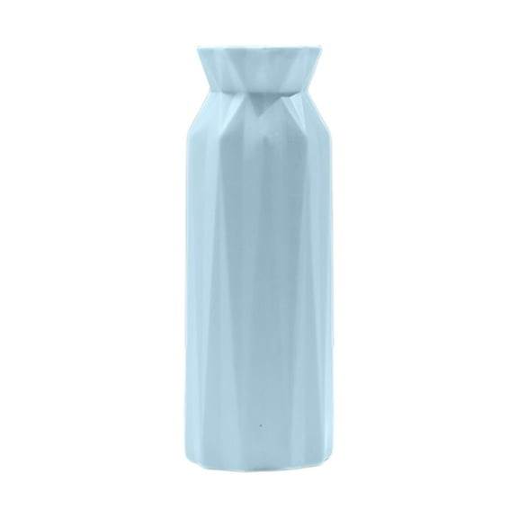 Wdhugt Blue Geometric Plastic Flower Vase For Home Decor Floral Arrangement Container 20.5X7X7Cm 8.07X2.76X2.76 Inches Small Fresh Vase For Living Room Desk Decor Blue Plastic Vase Blue