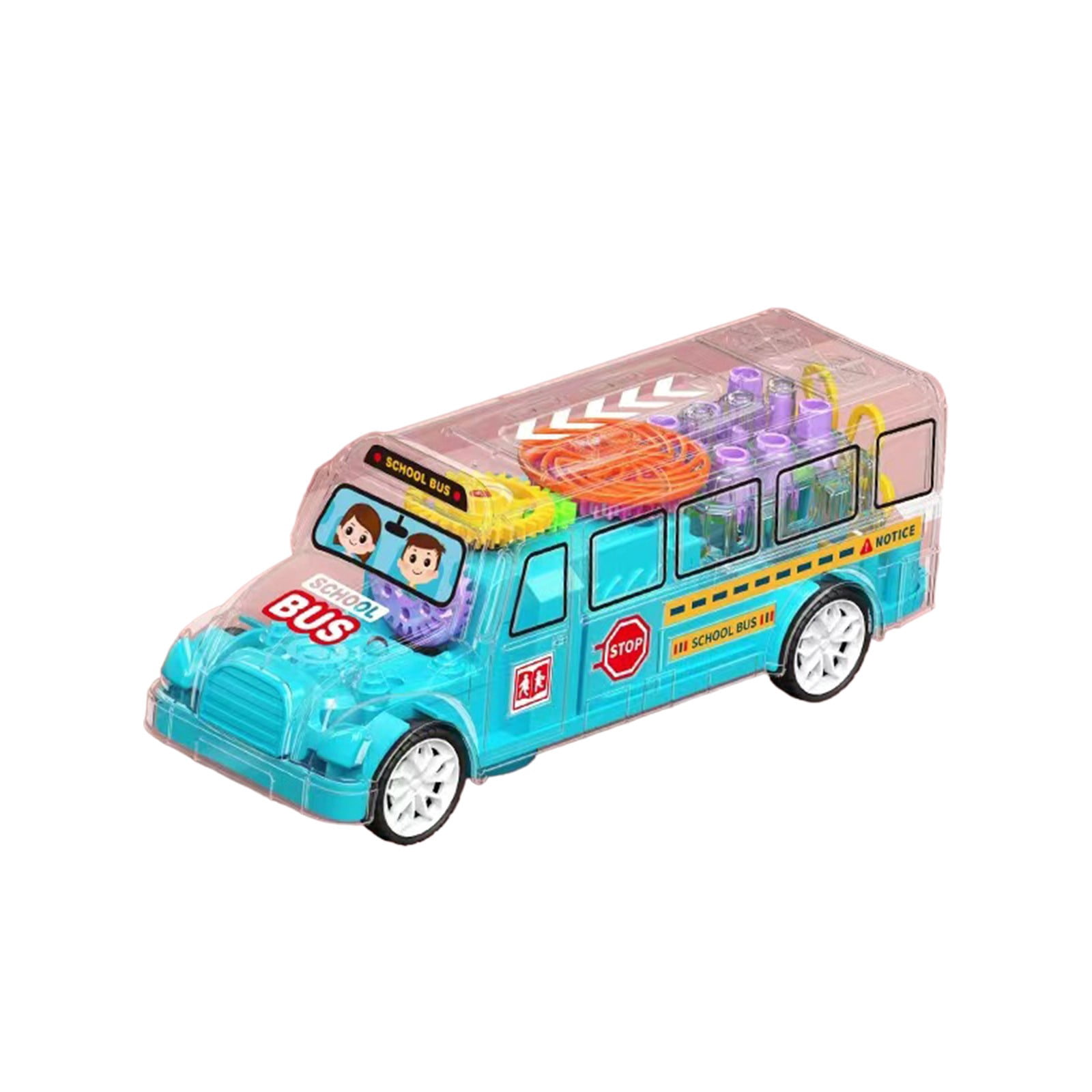 Wdhugt Blue Transparent Concept Bus Toy With Rotating Gears Lights And ...