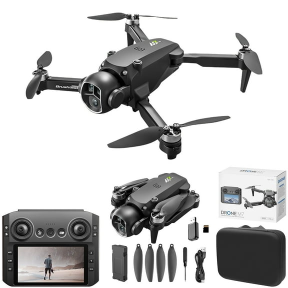 Wdhugt Brushless Drone With 49 Inch Screen Remote Control 1080P Camera Altitude Hold For Kids Adults With Storage Card And Card Reader In Black Black