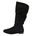 thumbnail image 1 of Wdhugt Casual Boots For Women High Leg Pleated Pile British Style Suede Size 8.5 Us Flock Upper Material, 1 of 9