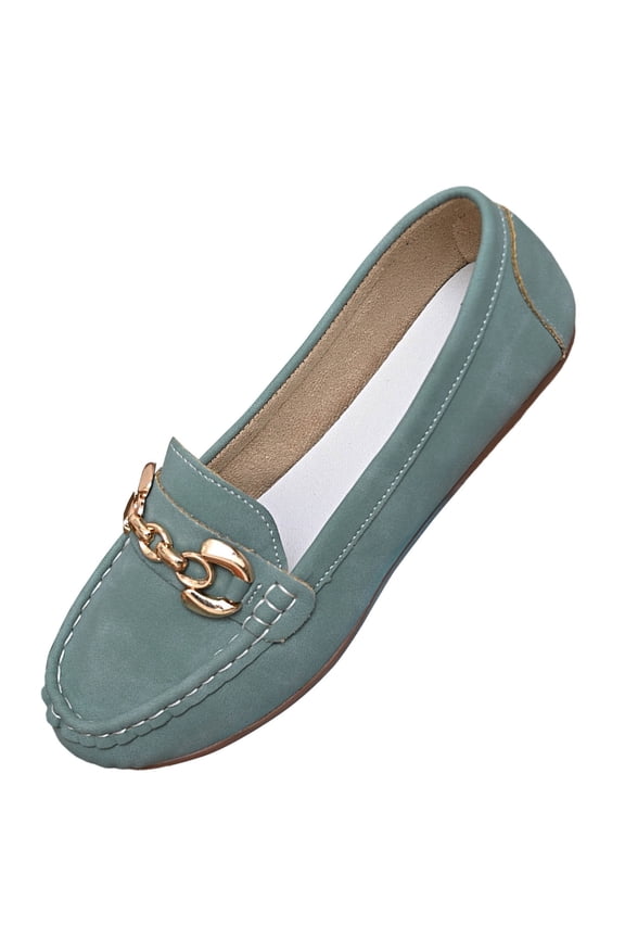 Casual Flat Shoes For Women Round Toe Soft Sole French Style Sandblasted Pu Eu42 Us7 Foot Length 10.24 Inches