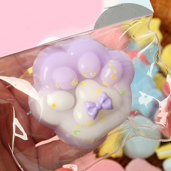 Wdhugt Cat Paw With Bow Stress Relief Toy Soft And Squeezable For Adults Birthday Gift Yielding Toy Color D Multicolor Plastic D